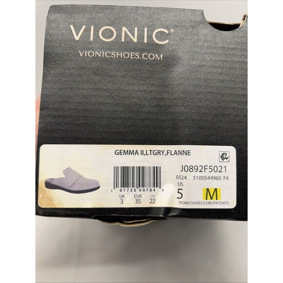 Vionic Gemma II Womens Slipper Mule Clog Light Grey Flannel Size 5 New in Box - Picture 8 of 8